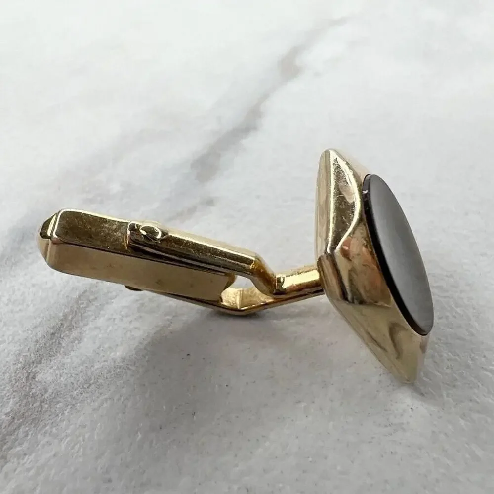 Swank Vintage Gold Tone Abalone Shell Inlay Single Cufflink